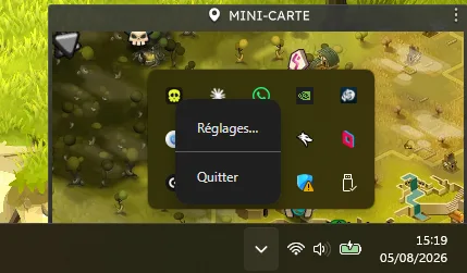 Le menu des icônes masquées de Windows avec l'entrée Blitzkrieg et son option Quitter.