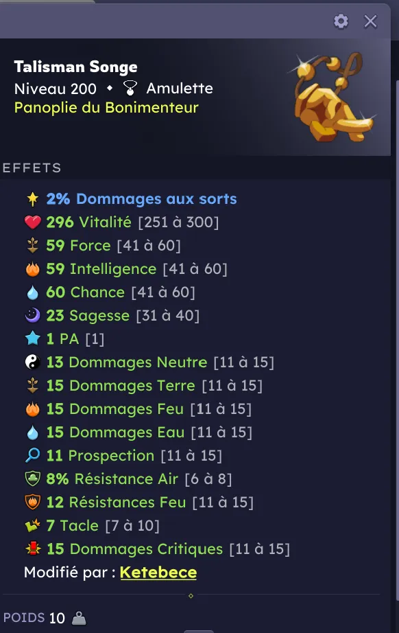 Talisman songe 2%